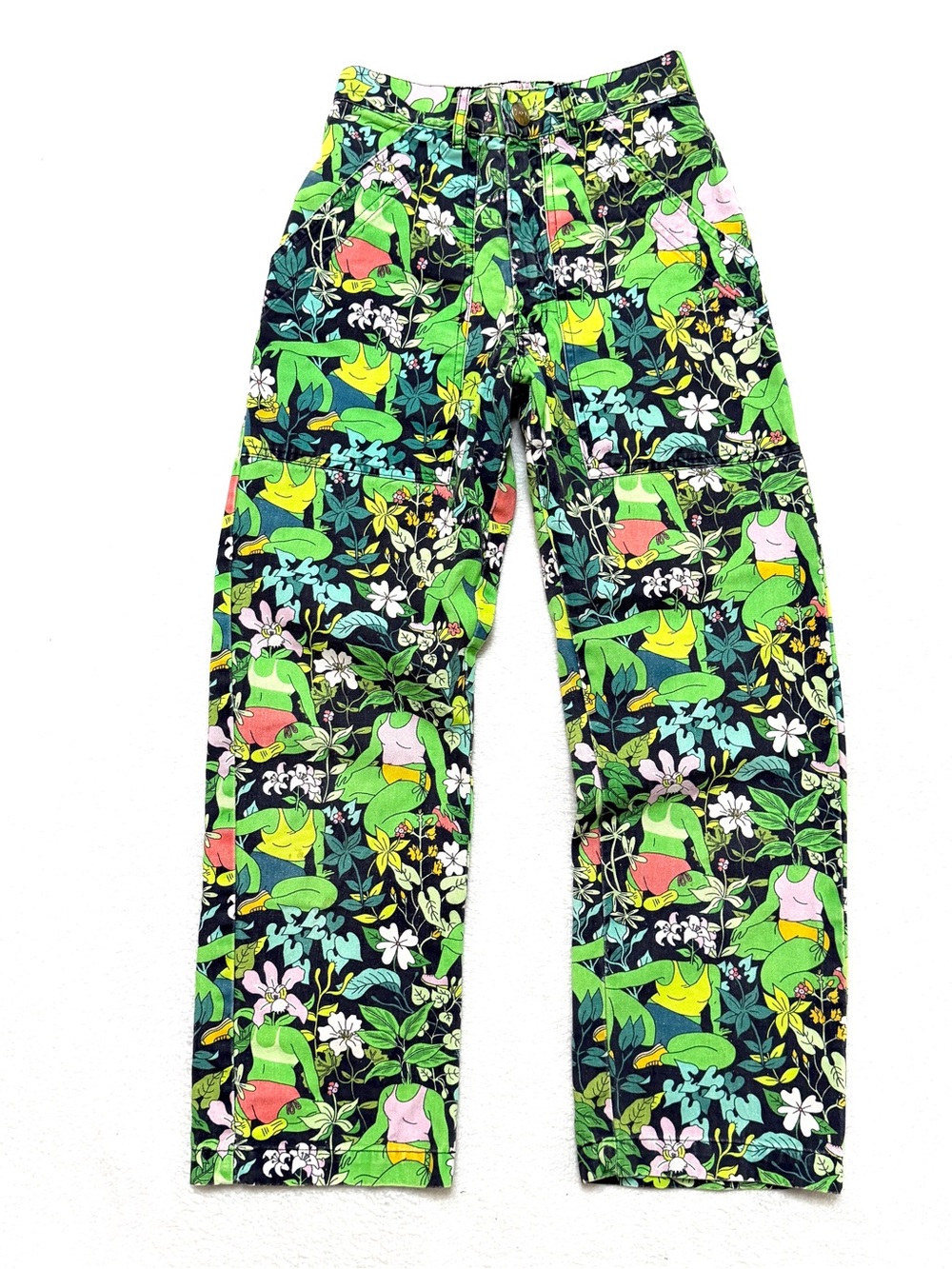 Big Bud Press x Lisa Hanawalt Plant Babe Work Pants Sz 2XS XXS